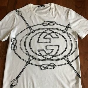 Vintage Gucci White Logo Rope T